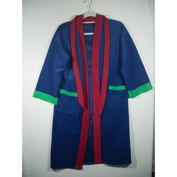 Silvil Robes Bathrobe Mens Small Blue Colorful Green Red Belt Belted - Picture 1 of 5